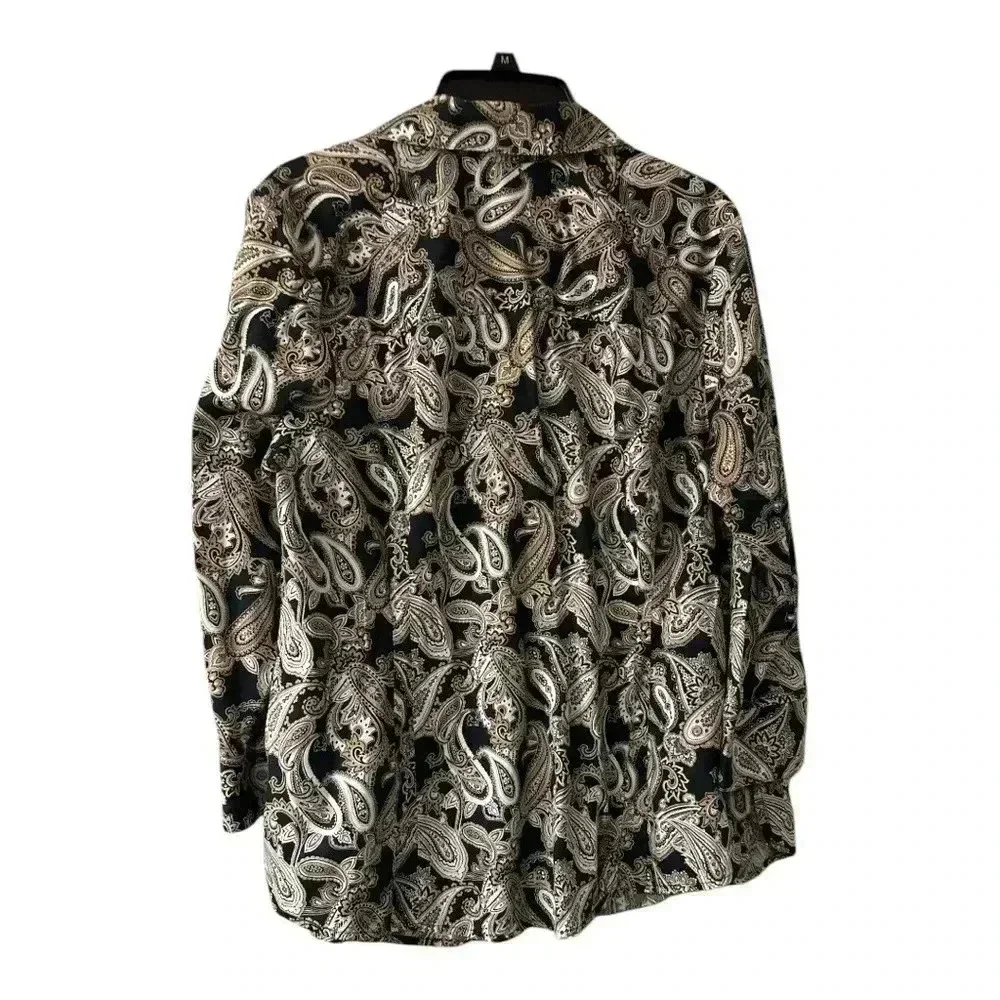 Foxcorft wrinkle free Paisley Print Button-Up Blouse Women Size14W - Picture 2 of 4